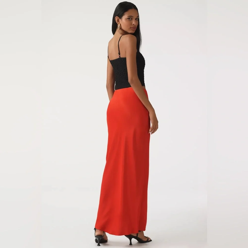 Anthropologie Red Satin Tilda Skirt - Picture 8 of 10